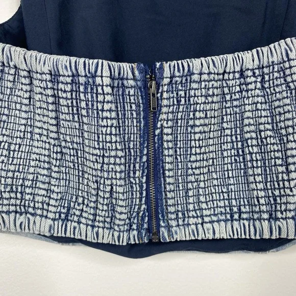 Alice + Olivia Jeans Jaymee Tie Neck Cropped Denim Halter Top Women's Sz 6 - Picture 6 of 12